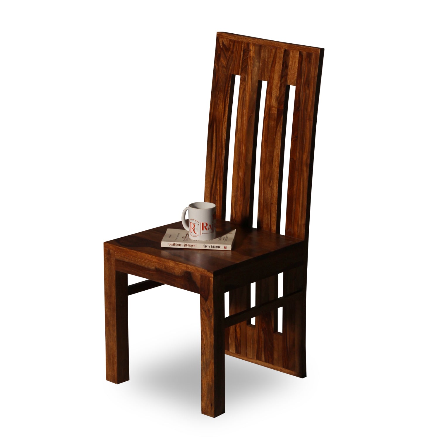 Poster Solid Sheesham Wood Dining cum Study Chair in Natural Finish