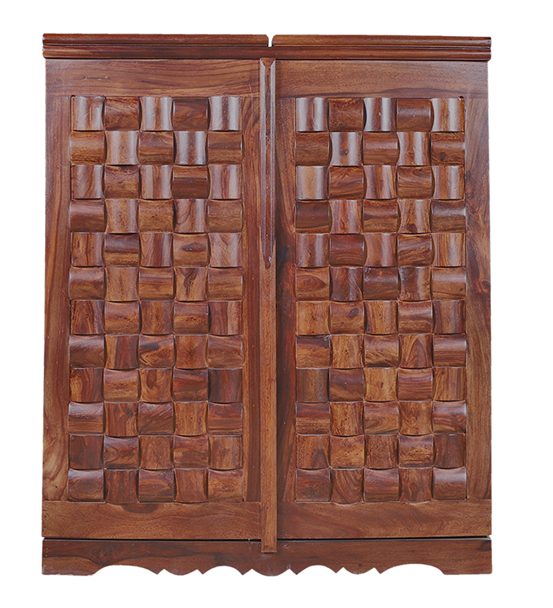 Reidville Solid Wood Bar Unit in Honey oak finished Rajasthali Furniture - Rajasthali Furniture