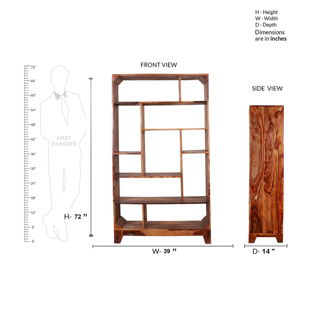 Bottlesfoard Solid Wood Book Shelf in Natural Finish - rajasthali-furniture