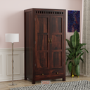 Wooden Two Door and Two Drawer Sheesham Wood Almirah Wardrobe for Bedroom in Honey oak and Dark Color with Natural and Walnut Finish - Rajasthali Furniture 