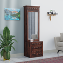 Wood Dressing Table with Mirror and Storage, Wooden Table, Drawer, Bedroom Furniture, Makeup Vanity Table, Honey Finish, Brown - Rajasthali Furniture 