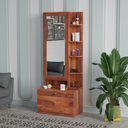 Solid Sheesham Wood Dressing Table, Organizer Makeup Vanity with Mirror Storage Shelves for Bedroom - Rajasthali Furniture 