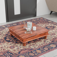 Wooden Pooja Chowki for Puja Room,Choki for Pooja Big Size, Natural Finish - Rajasthali Furniture 