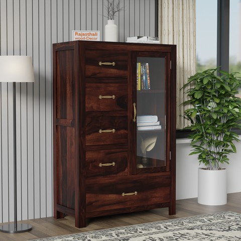 Wooden Display Sideboard cabinet cum chest of drawers for living room