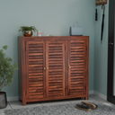 Haze Solid Wood Three Door One Drawer Shoe Rack in Honey Oak Finish - Rajasthali Furniture 