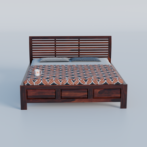 Solid Sheesham Wood King Size Bed with Headboard | Double Bed without Storage in Natural Finish | Double Bed for Bed room - Rajasthali Furniture 