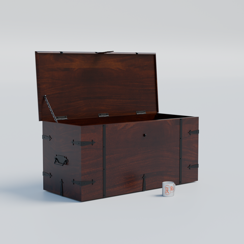 Pomona Solid wooden storage trunk Box for Home with Lock in natural and walnut finish
