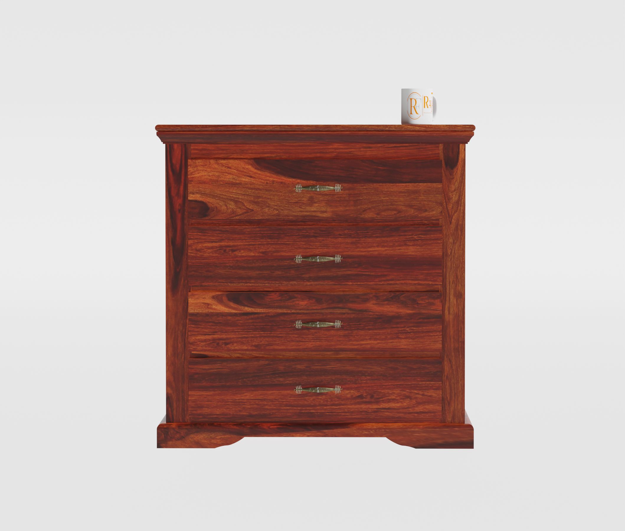 Brok Solid Wood Floor Mounted Chest of Drawer in Honey Oak Finish - Rajasthali Furniture 