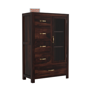 Wooden Display Sideboard cabinet cum chest of drawers for living room - Rajasthali Furniture 