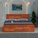 Solid Sheesham Wood King Size Bed with Headboard | Double Bed with Storage in Natural and Walnut Finish - Rajasthali Furniture 