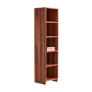 Sheesham Wood Open Book Cabinet with wooden 5 Shelves in Honey Oak and dark Color with Natural and Walnut Finish - Rajasthali Furniture 