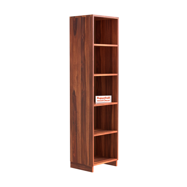 Sheesham Wood Open Book Cabinet with wooden 5 Shelves in Honey Oak and dark Color with Natural and Walnut Finish - Rajasthali Furniture 