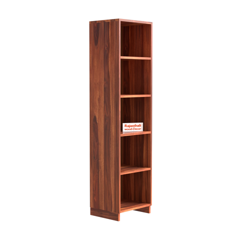 Sheesham Wood Open Book Cabinet with wooden 5 Shelves in Honey Oak and dark Color with Natural and Walnut Finish