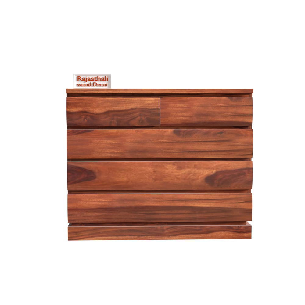 Oskar Solid Wood Five Drawer Chester in Honey Oak Finished Rajasthali Furniture - Rajasthali Furniture 