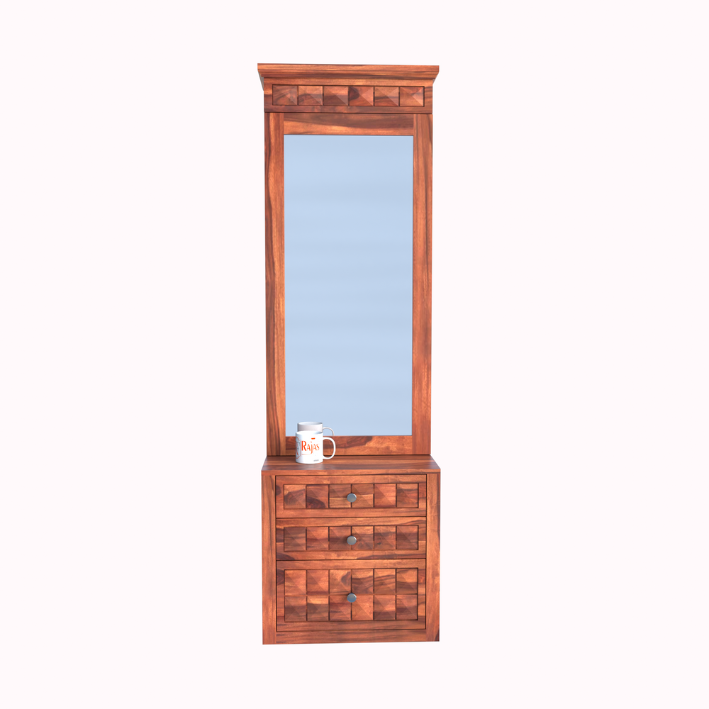 Wood Dressing Table with Mirror and Storage, Wooden Table, Drawer, Bedroom Furniture, Makeup Vanity Table, Honey Finish, Brown - Rajasthali Furniture 