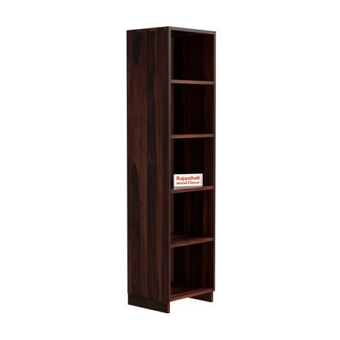 Sheesham Wood Open Book Cabinet with wooden 5 Shelves in Honey Oak and dark Color with Natural and Walnut Finish