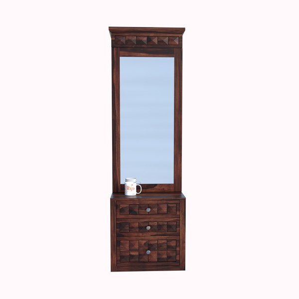 Wood Dressing Table with Mirror and Storage, Wooden Table, Drawer, Bedroom Furniture, Makeup Vanity Table, Honey Finish, Brown - Rajasthali Furniture 