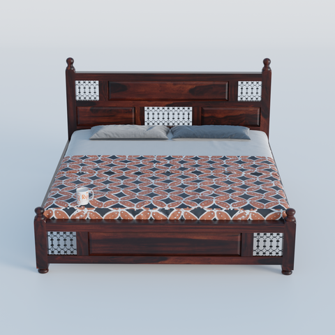 Solid Sheesham Wood King Size Bed with Headboard | Double Bed without Storage in Natural Finish | Double Bed for Bed room