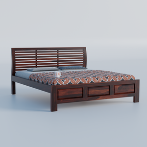 Solid Sheesham Wood King Size Bed with Headboard | Double Bed without Storage in Natural Finish | Double Bed for Bed room - Rajasthali Furniture 