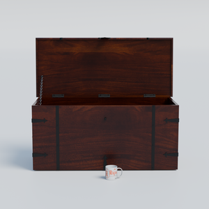 Pomona Solid wooden storage trunk Box for Home with Lock in natural and walnut finish - Rajasthali Furniture 