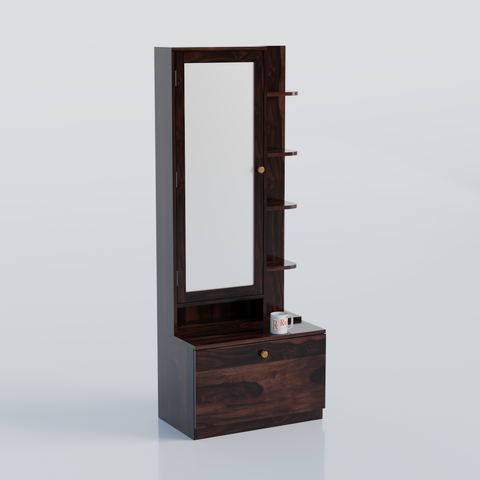 Solid Sheesham Wood Dressing Table, Organizer Makeup Vanity with Mirror Storage Shelves for Bedroom - Rajasthali Furniture 