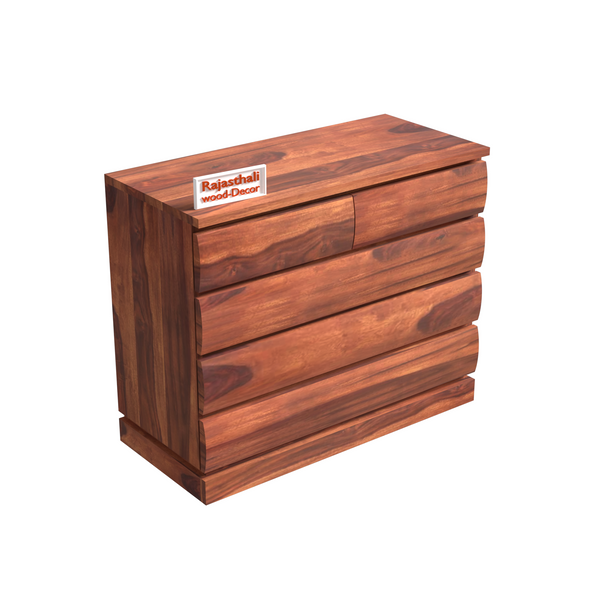 Oskar Solid Wood Five Drawer Chester in Honey Oak Finished Rajasthali Furniture - Rajasthali Furniture 