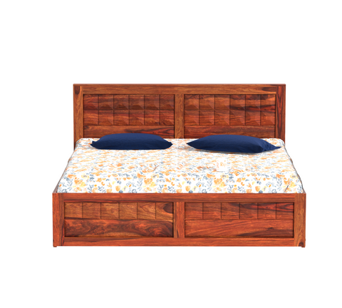 Olij Solid Wood Queen Size Double Bed with Box Storage in Honey Oak Finish - Rajasthali Furniture 