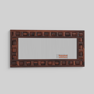 Doyle Wooden Niwar Design Wall Mirror cum Dresser Mirror for Bedroom or Washroom in Natural and Walnut Finish 58 inches - Rajasthali Furniture 