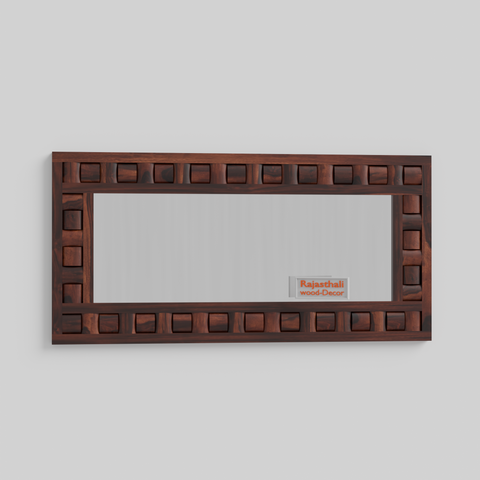 Doyle Wooden Niwar Design Wall Mirror cum Dresser Mirror for Bedroom or Washroom in Natural and Walnut Finish 58 inches