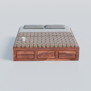 Solid Wood Diwan Cot for Home Hall | Diwan Cum Bed with Storage | Divan Bed for Living Room in Natural Honey Oak Color - Rajasthali Furniture 