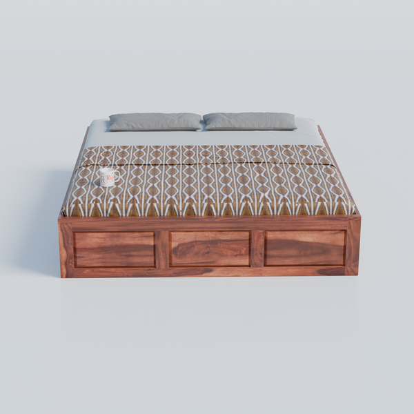 Solid Wood Diwan Cot for Home Hall | Diwan Cum Bed with Storage | Divan Bed for Living Room in Natural Honey Oak Color - Rajasthali Furniture 