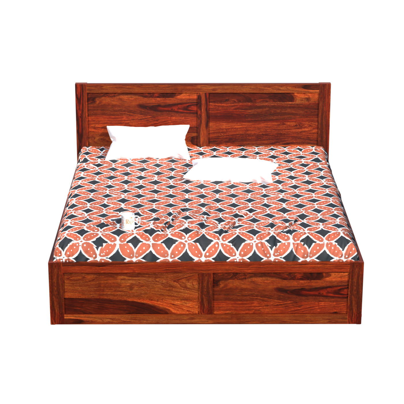 Mats Solid Wood Double Bed with Box Storage in Honey Oak Finish - Rajasthali Furniture 