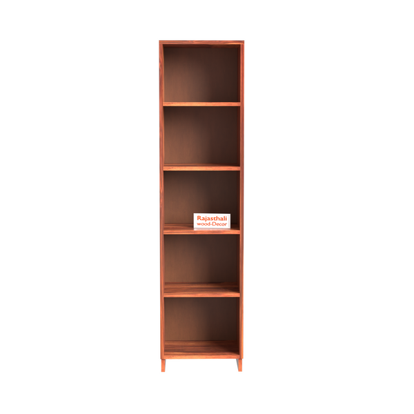 Sheesham Wood Open Book Cabinet with wooden 5 Shelves in Honey Oak and dark Color with Natural and Walnut Finish - Rajasthali Furniture 