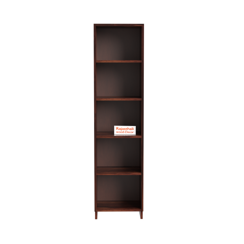 Sheesham Wood Open Book Cabinet with wooden 5 Shelves in Honey Oak and dark Color with Natural and Walnut Finish