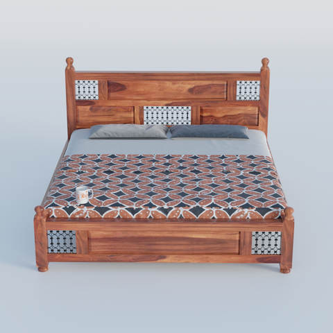 Solid Sheesham Wood King Size Bed with Headboard | Double Bed without Storage in Natural Finish | Double Bed for Bed room