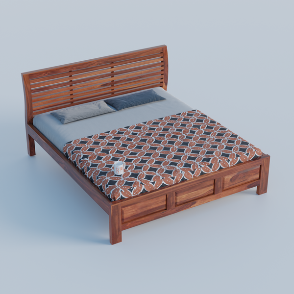 Solid Sheesham Wood King Size Bed with Headboard | Double Bed without Storage in Natural Finish | Double Bed for Bed room - Rajasthali Furniture 