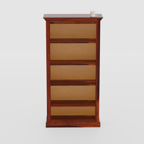 Multishelves Floor Mounted Solid Wood Book Rack in Natural Finish - Rajasthali Furniture 