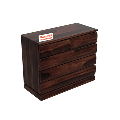 Oskar Solid Wood Five Drawer Chester in Honey Oak Finished Rajasthali Furniture