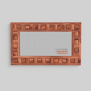 Doyle Wooden Niwar Design Wall Mirror cum Dresser Mirror for Bedroom or Washroom in Natural and Walnut Finish 46inches - Rajasthali Furniture 