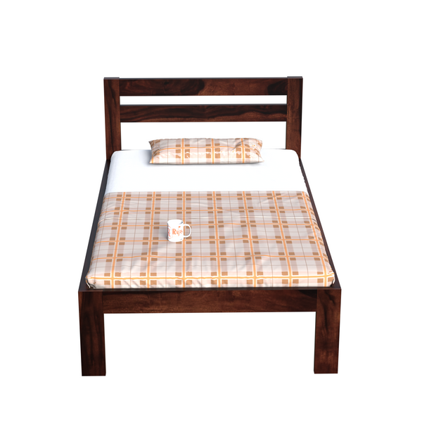 Wooden Single Bed with Open Design Headboard without storage For Bedrrom and kids room in Natural Finish - Rajasthali Furniture 