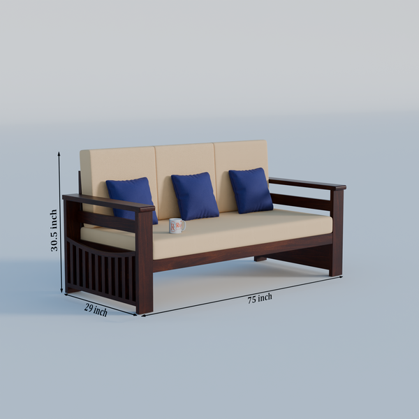 Solid Sheesham Wood Sofa Set 5 Seater | Wooden Sofaset 3+1+1 | Sofa Sets for Living Room - Rajasthali Furniture 