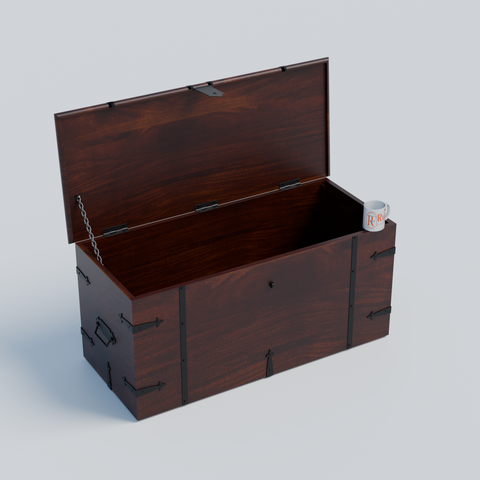 Pomona Solid wooden storage trunk Box for Home with Lock in natural and walnut finish