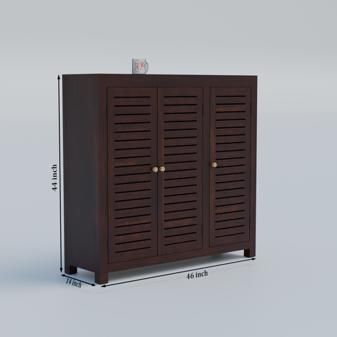 Haze Solid Wood Three Door One Drawer Shoe Rack in Honey Oak Finish