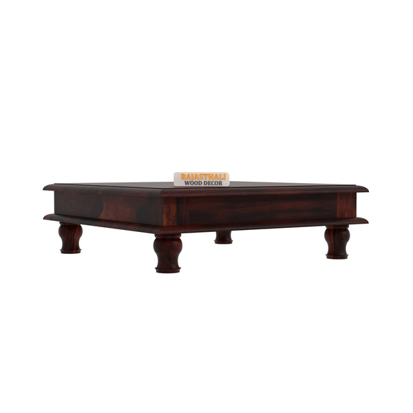 Wooden Pooja Chowki for Puja Room,Choki for Pooja Big Size, Walnut Finish - Rajasthali Furniture 