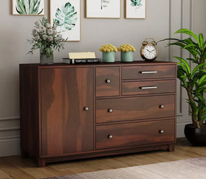 Sheesham Wood SideBoard | 4 Drawer + 2 Door | Almirah For Living & Home Area Solid Wood SideBoard (Finish Color - Natural, Pre-assembled) - Rajasthali Furniture 