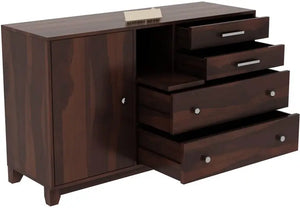 Sheesham Wood SideBoard | 4 Drawer + 2 Door | Almirah For Living & Home Area Solid Wood SideBoard (Finish Color - Walnut, Pre-assembled) - Rajasthali Furniture 