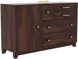 Sheesham Wood SideBoard | 4 Drawer + 2 Door | Almirah For Living & Home Area Solid Wood SideBoard (Finish Color - Walnut, Pre-assembled) - Rajasthali Furniture 