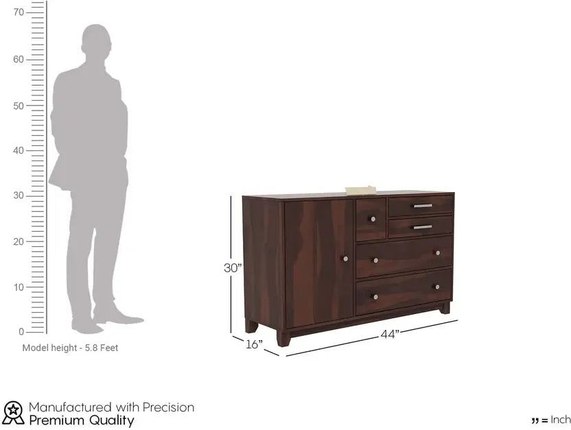 Sheesham Wood SideBoard | 4 Drawer + 2 Door | Almirah For Living & Home Area Solid Wood SideBoard (Finish Color - Walnut, Pre-assembled)