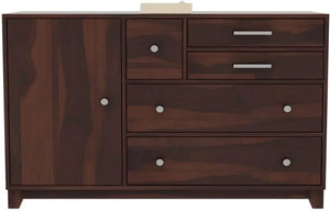Sheesham Wood SideBoard | 4 Drawer + 2 Door | Almirah For Living & Home Area Solid Wood SideBoard (Finish Color - Walnut, Pre-assembled) - Rajasthali Furniture 