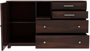 Sheesham Wood SideBoard | 4 Drawer + 2 Door | Almirah For Living & Home Area Solid Wood SideBoard (Finish Color - Walnut, Pre-assembled) - Rajasthali Furniture 
